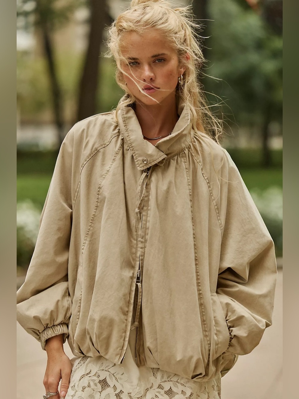 Free people Chelsea Funnel-Neck Jacket oatmeal